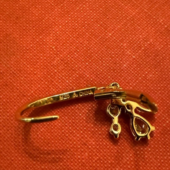 Vintage Inspired Gold-Plated Sterling Silver 925 Huggie CZ Dainty Earrings - Picture 8 of 8